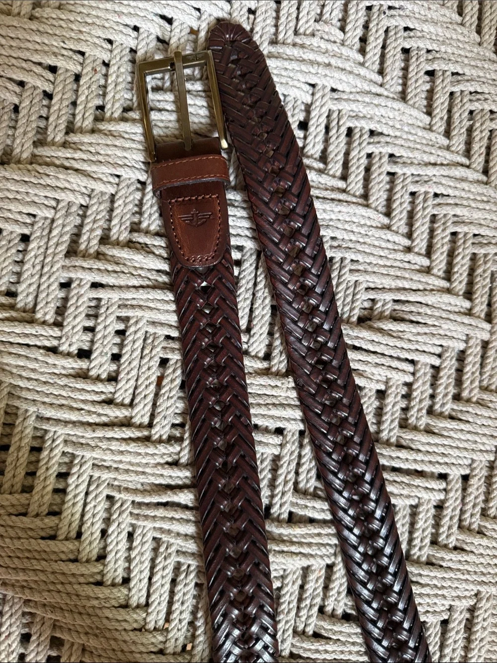 Dockers Brown Braided Woven Leather Men’s Belt Size 40